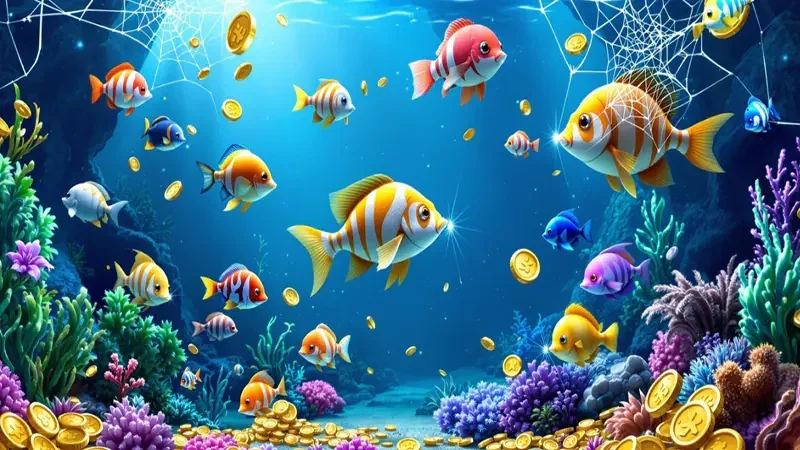Layar permainan tembak ikan dengan suasana bawah laut di VIOS4D