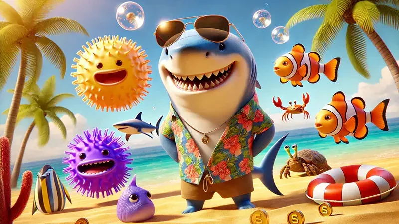 Adegan target ikan dan kendali meriam dalam permainan arcade bawah laut